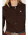 Image #3 - Cinch Women's Solid Long Sleeve Button-Down Western Shirt, Brown, hi-res