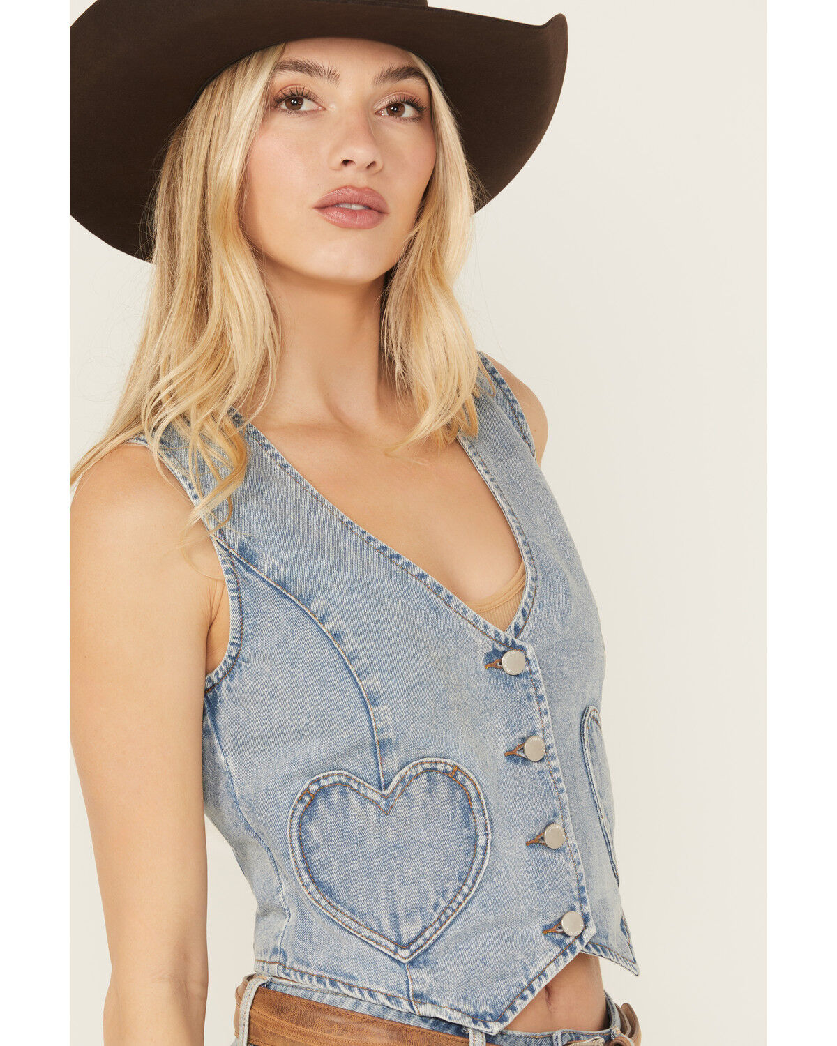 Image #2 - 26 International Women's Heart Pocket Denim Vest, Medium Wash, hi-res
