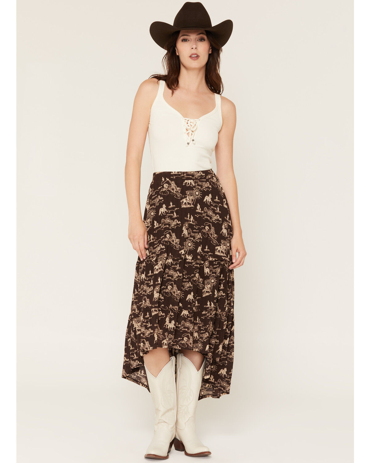 Image #1 - Idyllwind Women's Baxter Conversational Maxi Skirt, Dark Brown, hi-res