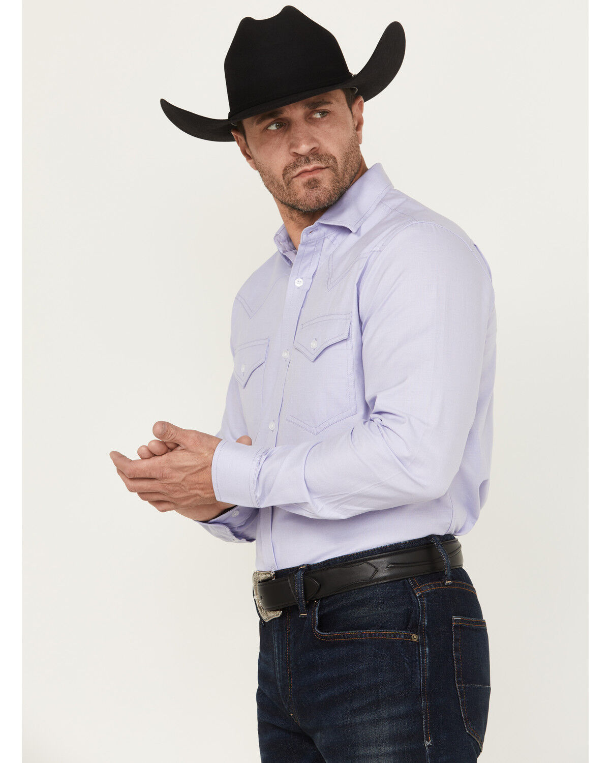 Image #2 - Cody James Black 1978&reg; Men's Lawman Solid Long Sleeve Button-Down Western Shirt, Light Blue, hi-res