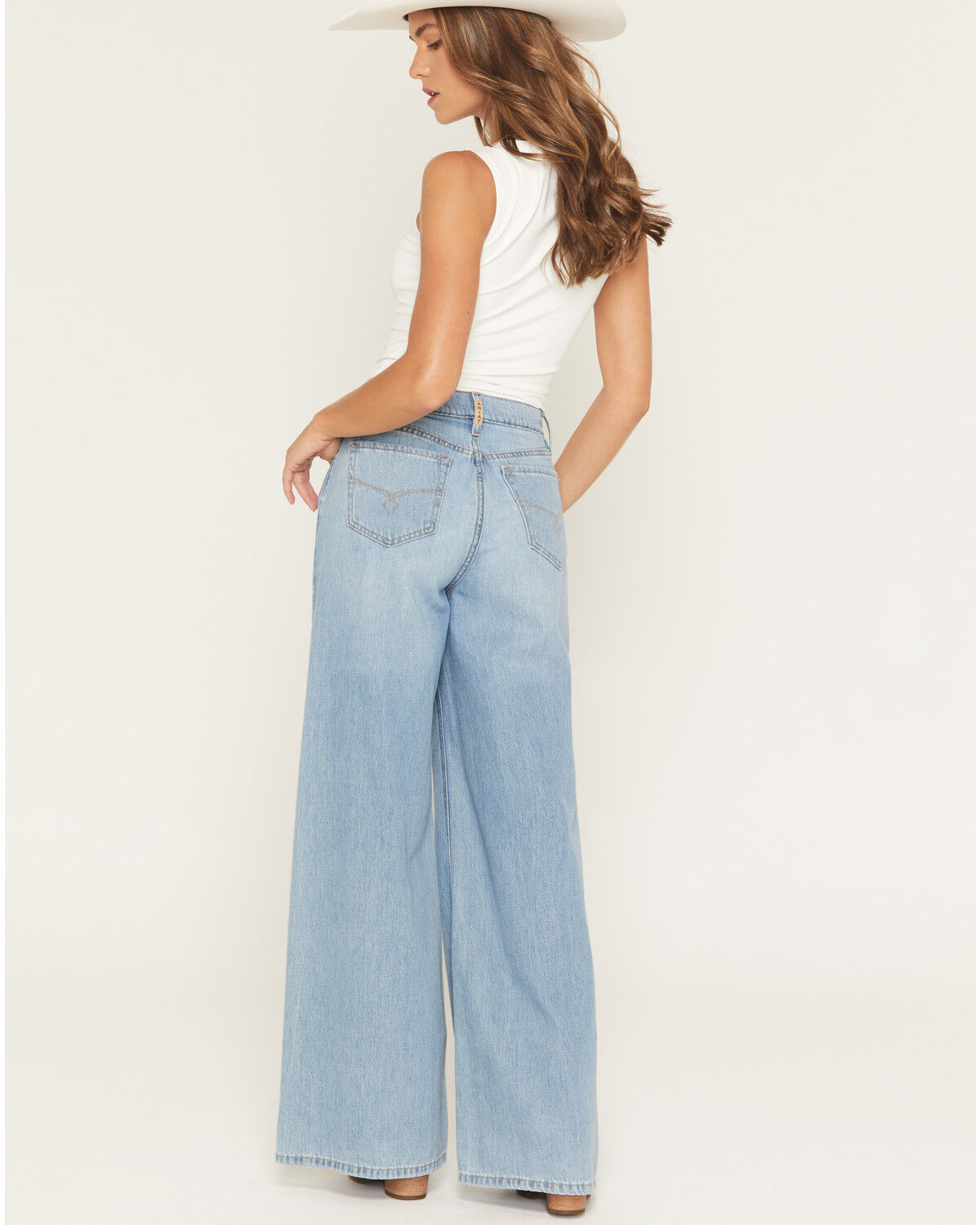Image #3 - Ariat Women's Calamity Light Wash Ultra High Rise Wide Stretch Denim Jeans, Medium Wash, hi-res