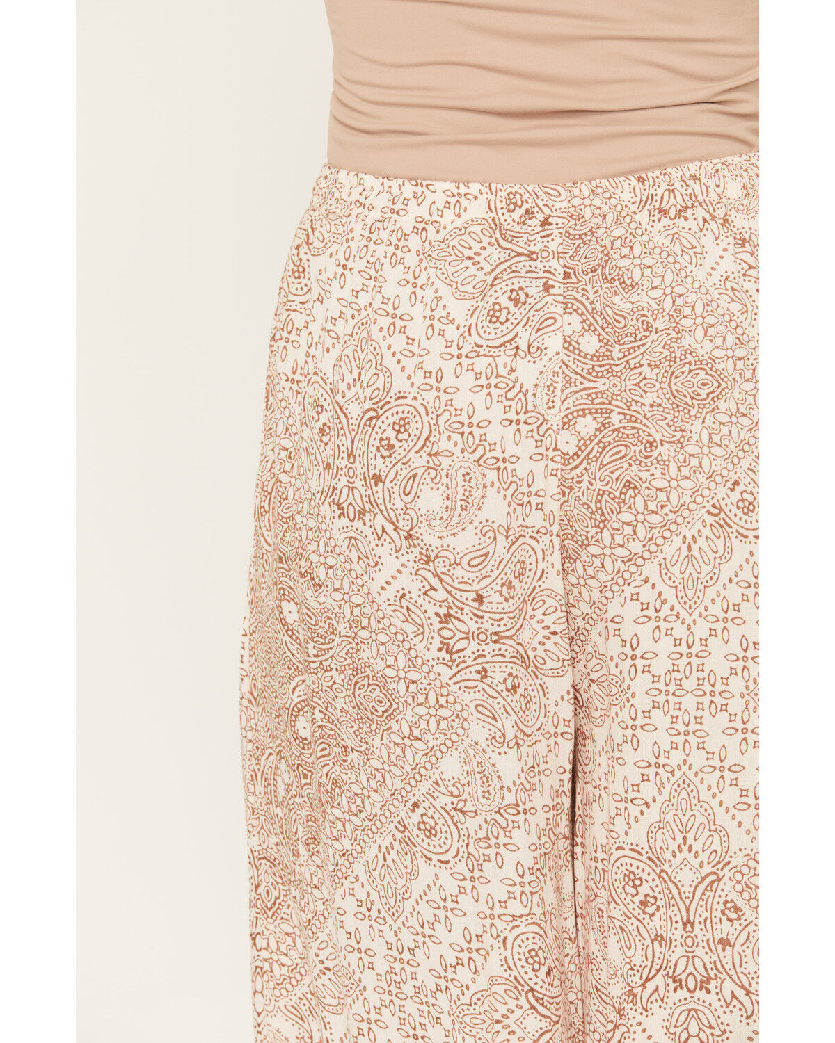 Image #4 - Angie Women's Geo Print Wide Leg Pants, Tan, hi-res