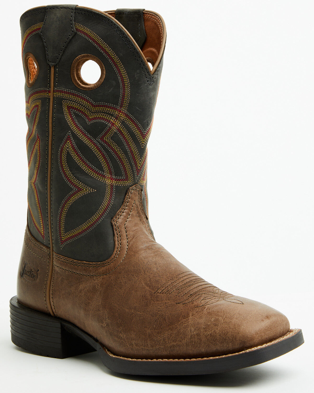 Image #1 - Justin Men's Stampede Lubbock Performance Western Boots - Broad Square Toe, Brown, hi-res