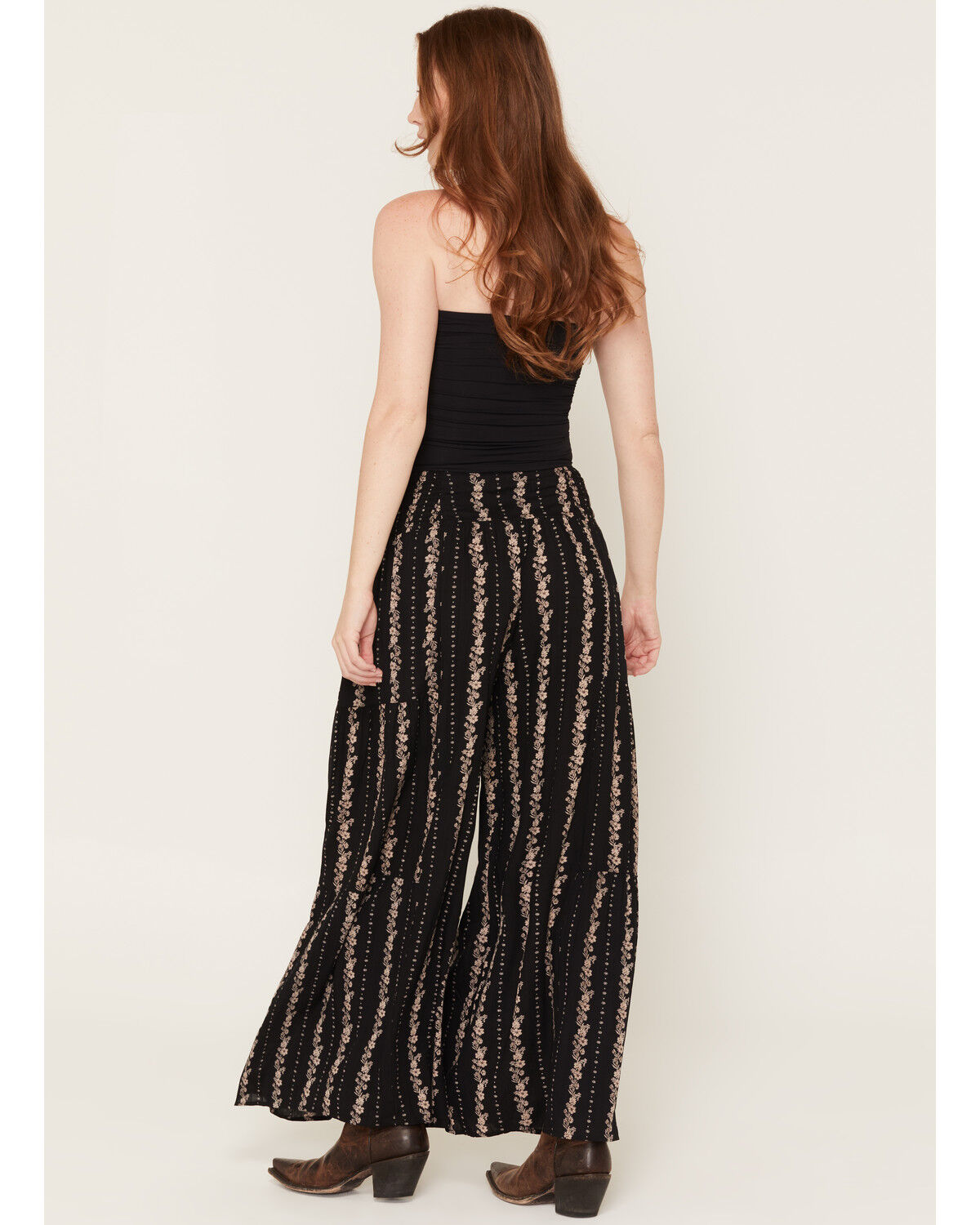 Image #3 - Angie Women's Floral Print Wide Leg Pants, Black, hi-res