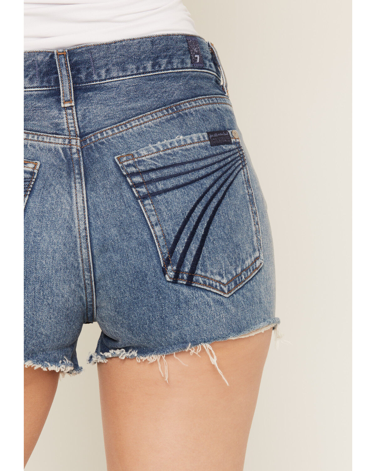 Image #4 - 7 For All Mankind Women's Stampede Medium Wash Mid Rise June Denim Shorts, Medium Wash, hi-res