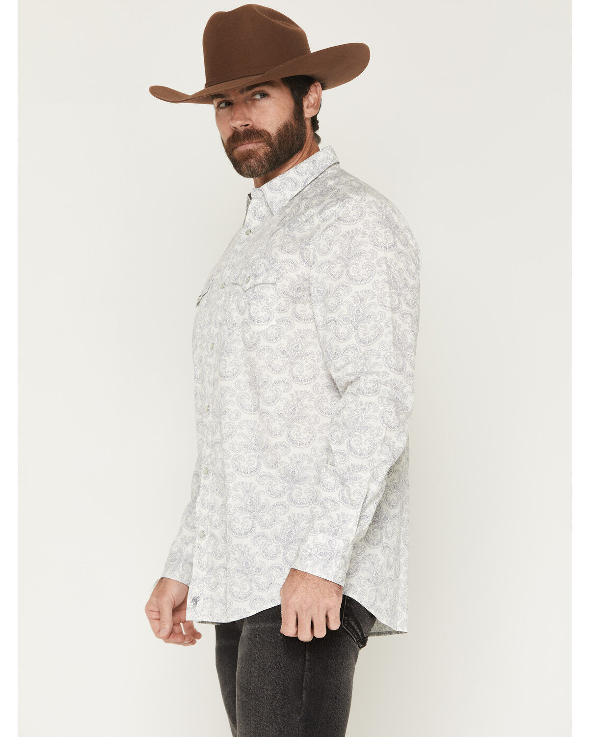 Image #2 - Moonshine Spirit&reg; Men's Empire Paisley Print Long Sleeve Snap Western Shirt, Light Blue, hi-res