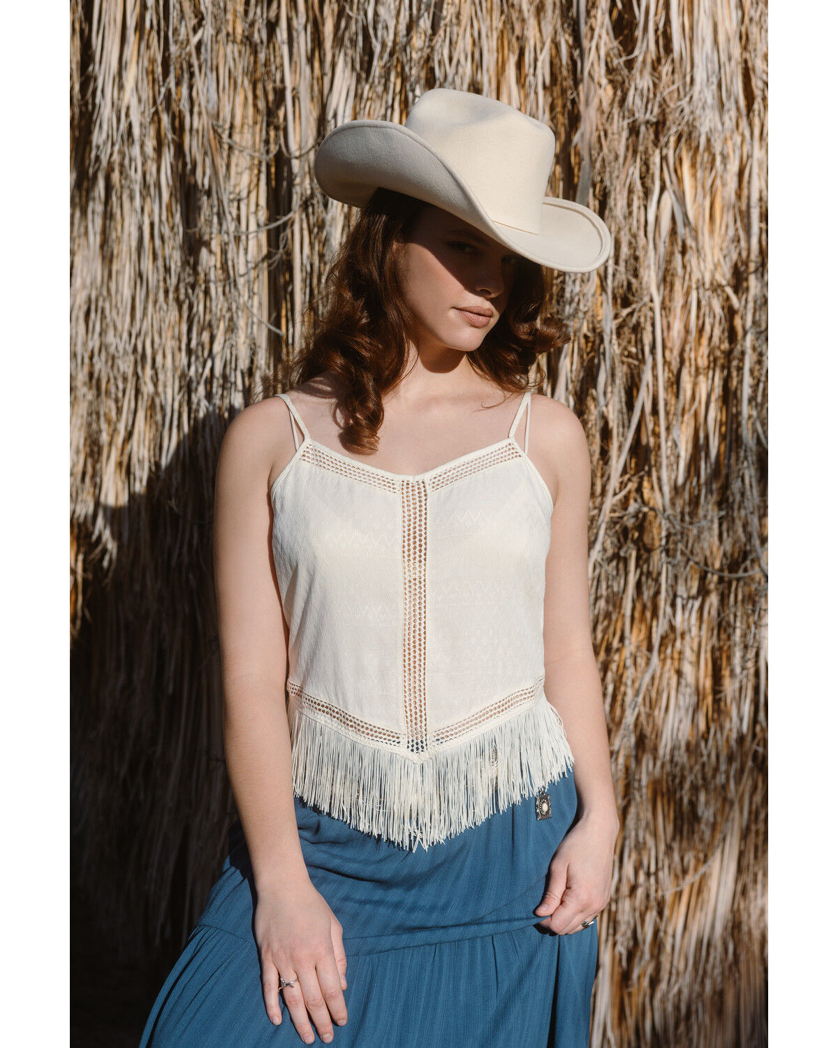 Idyllwind Women's Briarwick Jacquard Fringe And Lace Tank Top, Ivory, hi-res