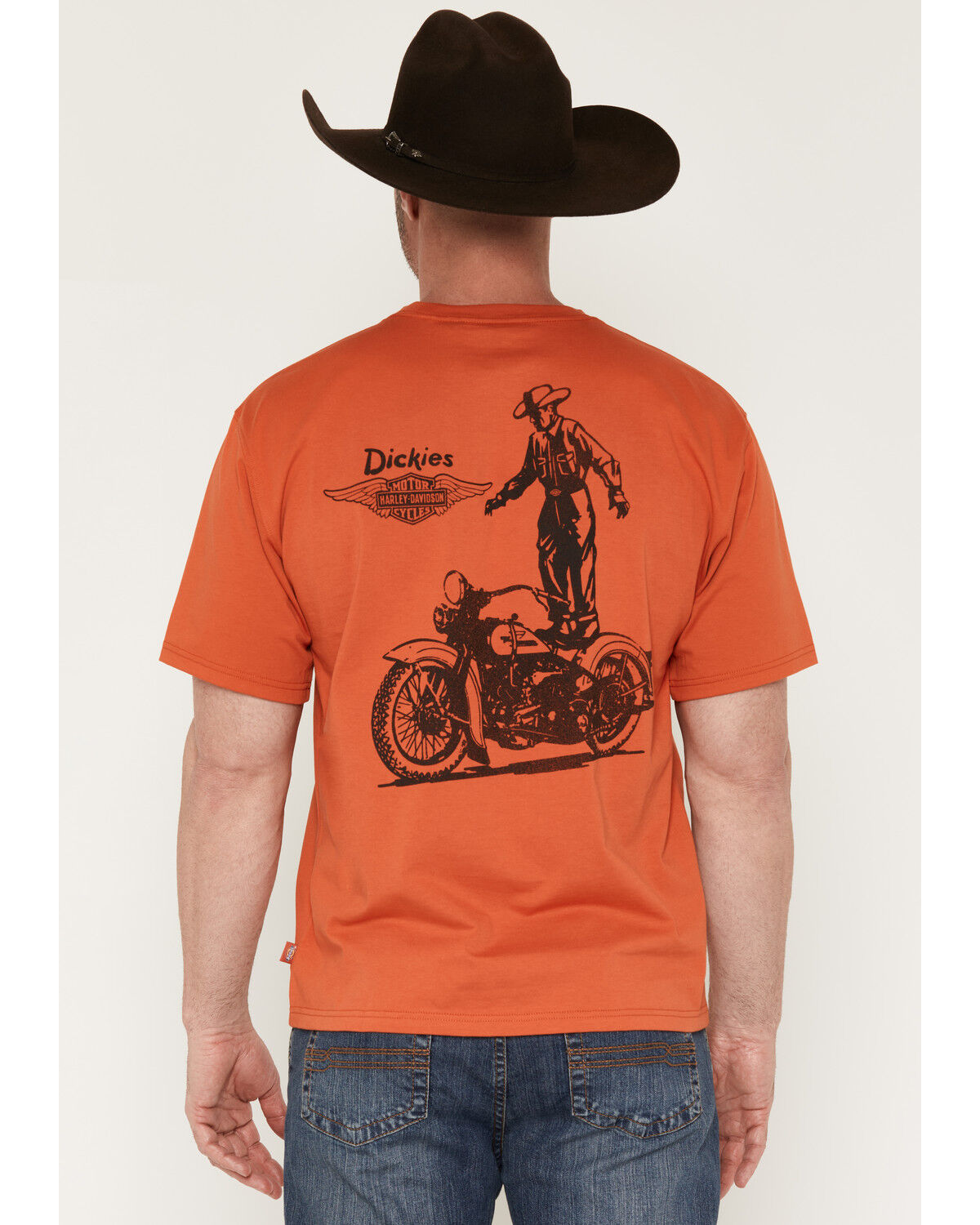 Dickies X Harley Davidson Men's Cowboy Short Sleeve Graphic Tee, Orange, hi-res