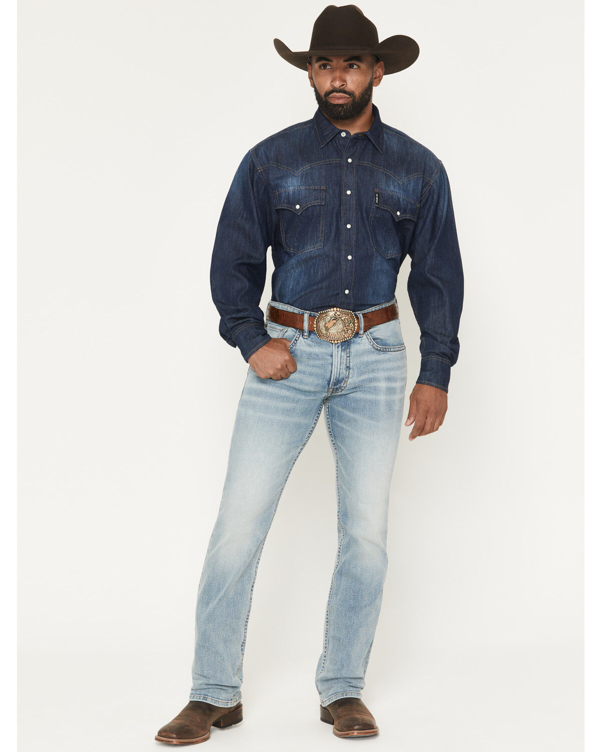 RANK 45&reg; Men's Rider-Flex Somerset Wash Ambush Slim Straight Performance Stretch Denim Jeans, Light Wash, hi-res