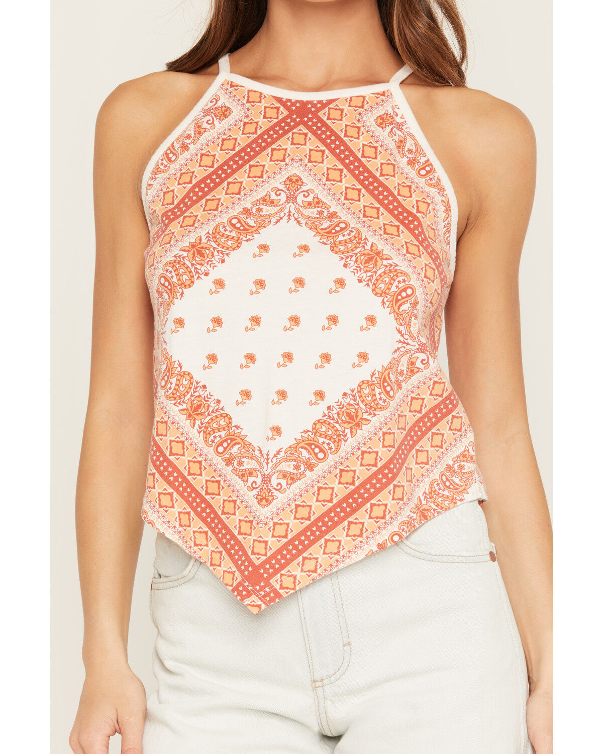 Image #3 - Rock & Roll Denim Women's Bandana Print Tank Top, Orange, hi-res