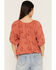 Image #4 - Wild Moss Women's Western Embroidered Cutout Short Sleeve Peasant Top, Rust Copper, hi-res