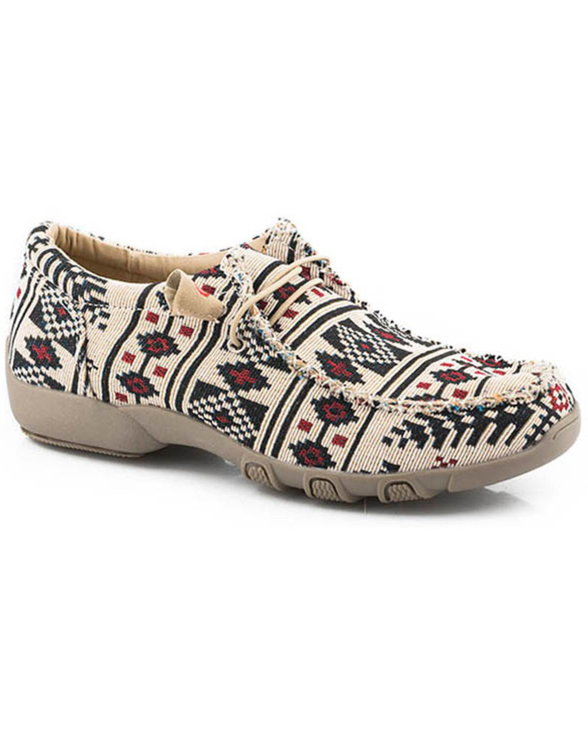 Image #1 - Roper Women's Chillin' Southwestern Print Casual Shoes - Moc Toe, Tan, hi-res