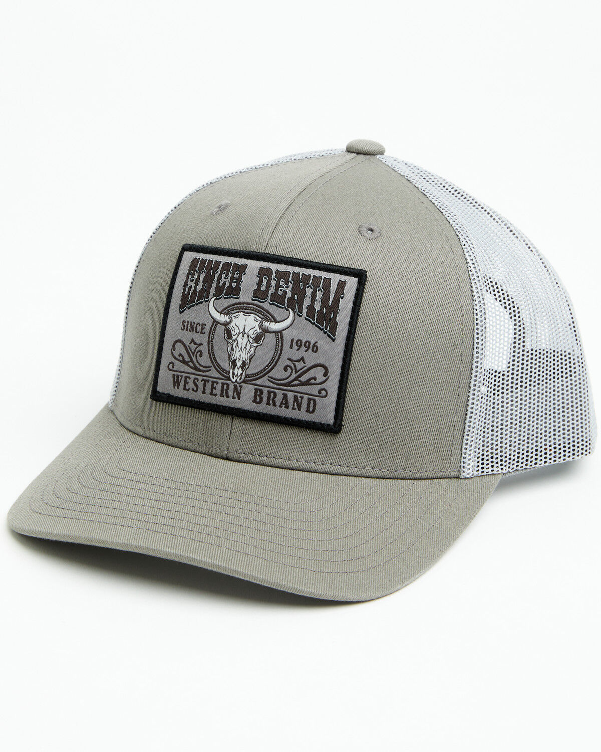 Image #1 - Cinch Men's FlexFit Logo Patch Ball Cap, Grey, hi-res
