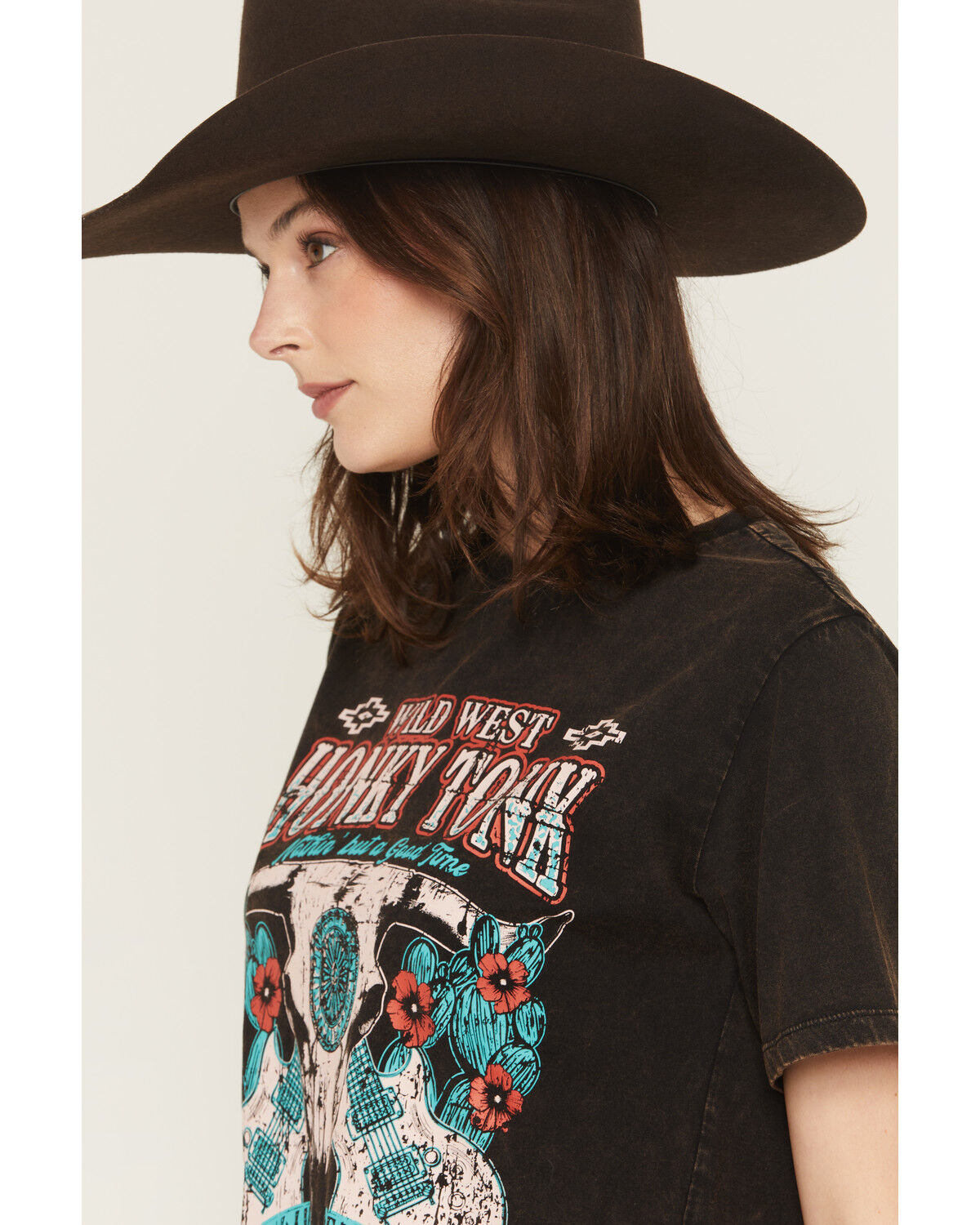 Image #2 - Rock & Roll Denim Women's Honky Tonk Graphic Short Sleeve Graphic Tee, Black, hi-res