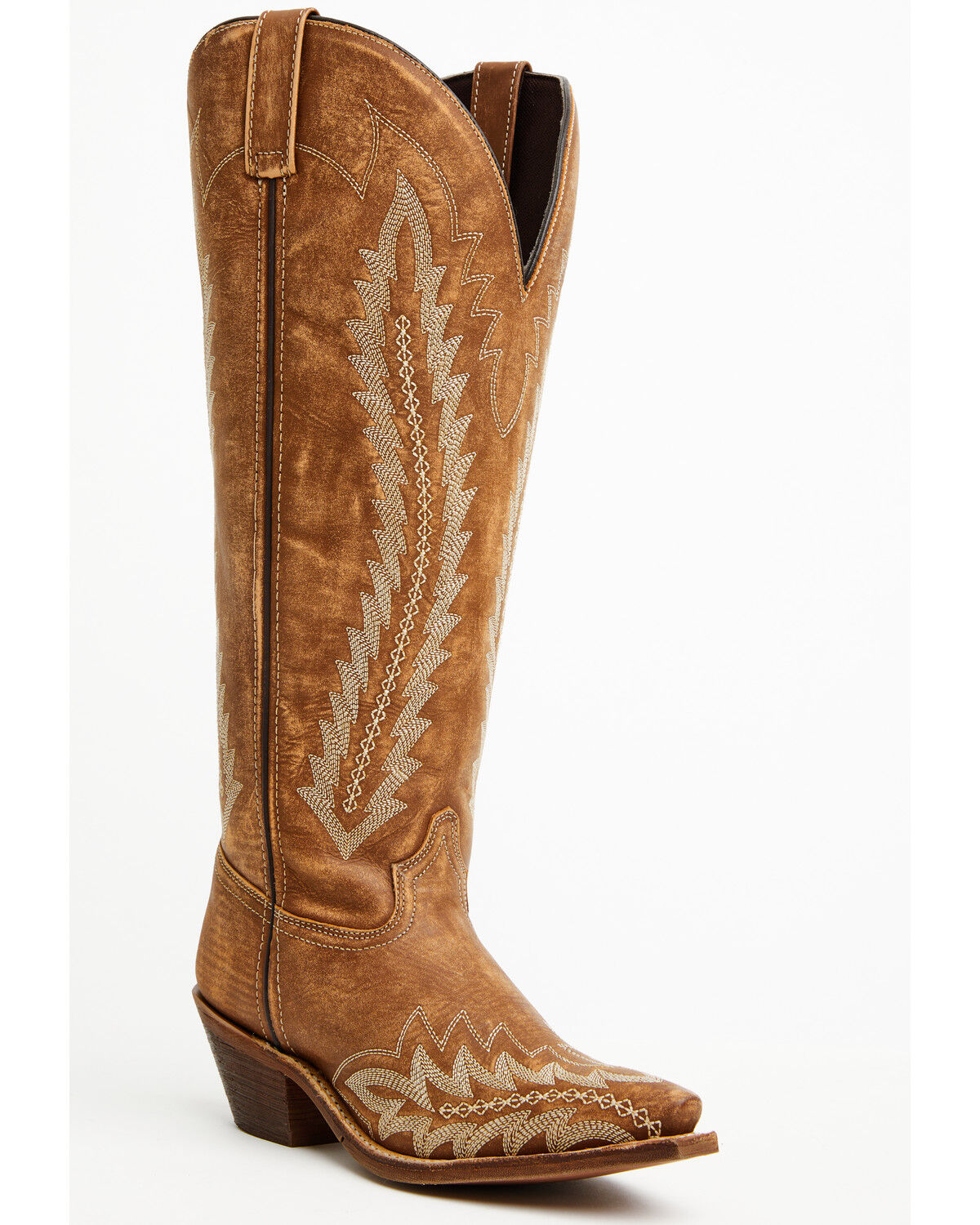 Laredo Women's Roxelle Wide Calf Tall Western Boots - Snip Toe, Honey, hi-res
