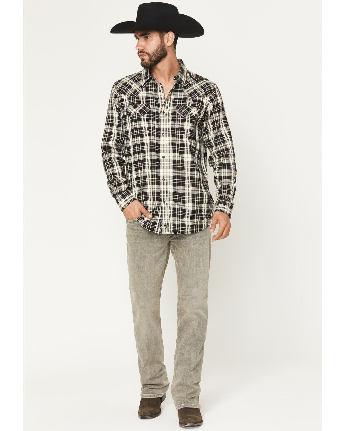 Image #1 - Moonshine Spirit&reg; Men's Dustbowl Wash Hutch Slim Bootcut Stretch Denim Jeans, Grey, hi-res