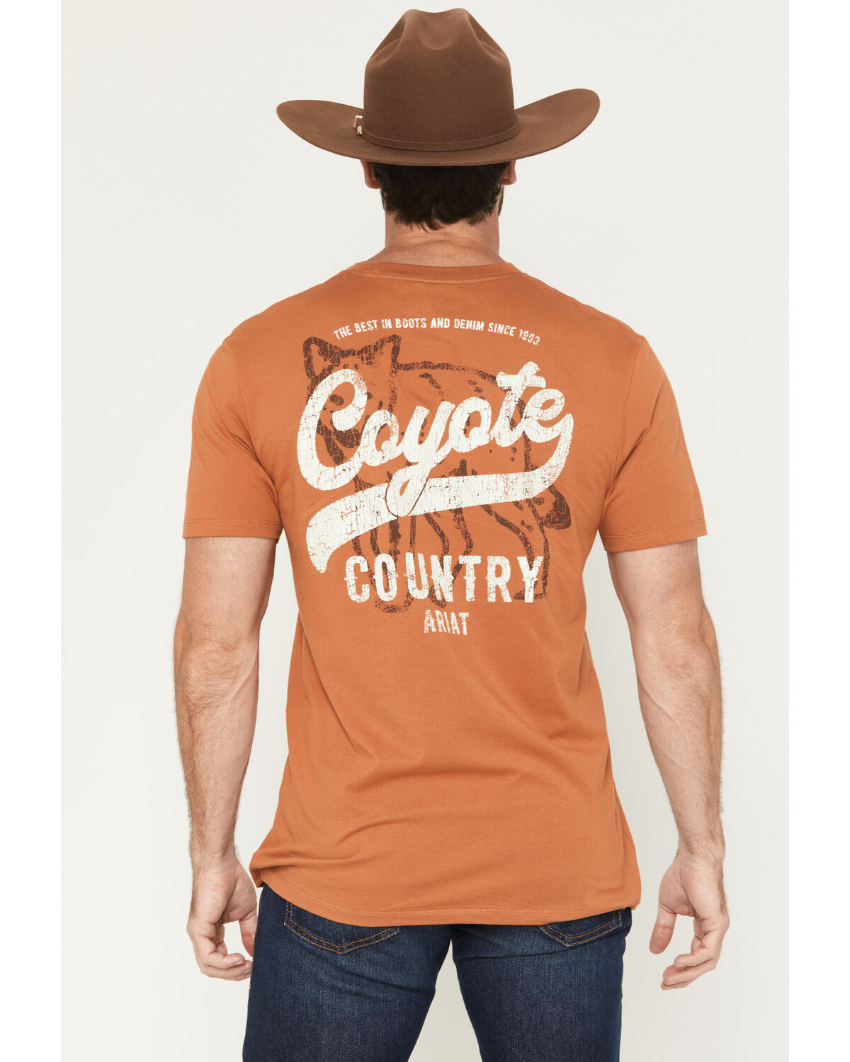 Image #1 - Ariat Men's Coyote Country Short Sleeve Graphic T-Shirt, Orange, hi-res