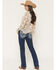 Image #1 - Miss Me Women's Medium Wash Mid Rise Border Pocket 30" Bootcut Stretch Denim Jeans, Medium Wash, hi-res