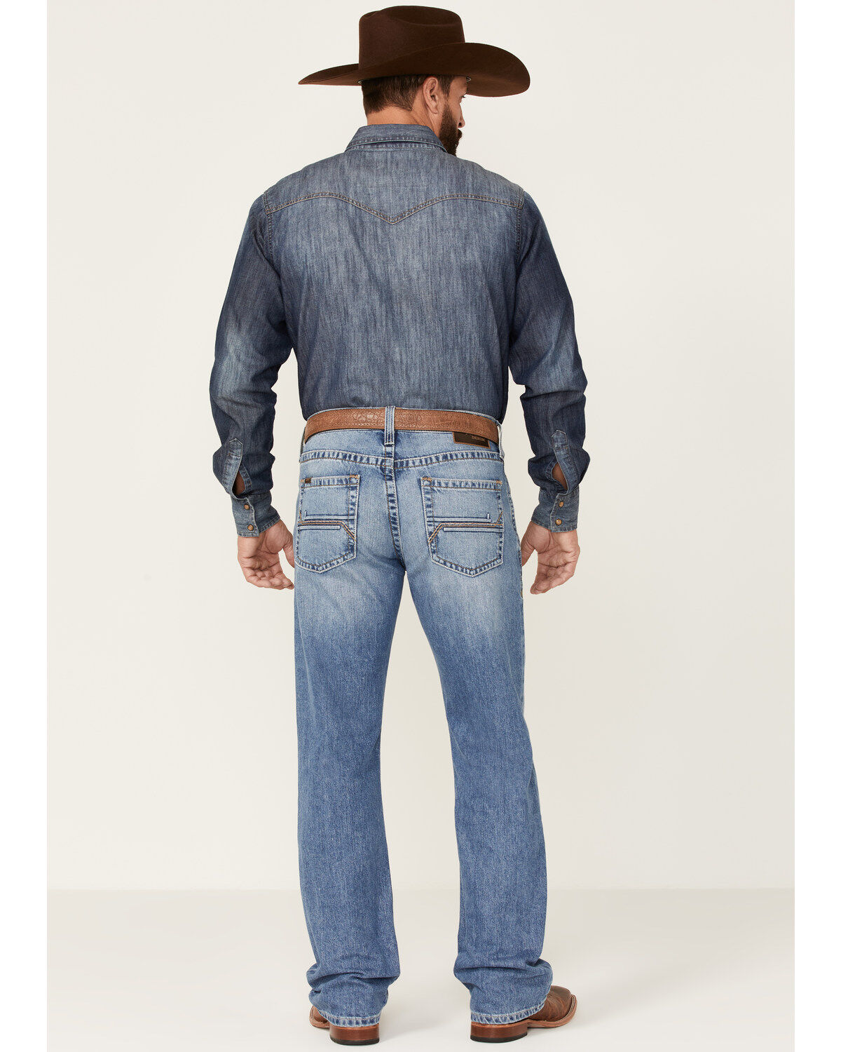 Image #3 - Ariat Men's M4 Dallas Goldfield Light Wash Relaxed Bootcut Jeans, Blue, hi-res