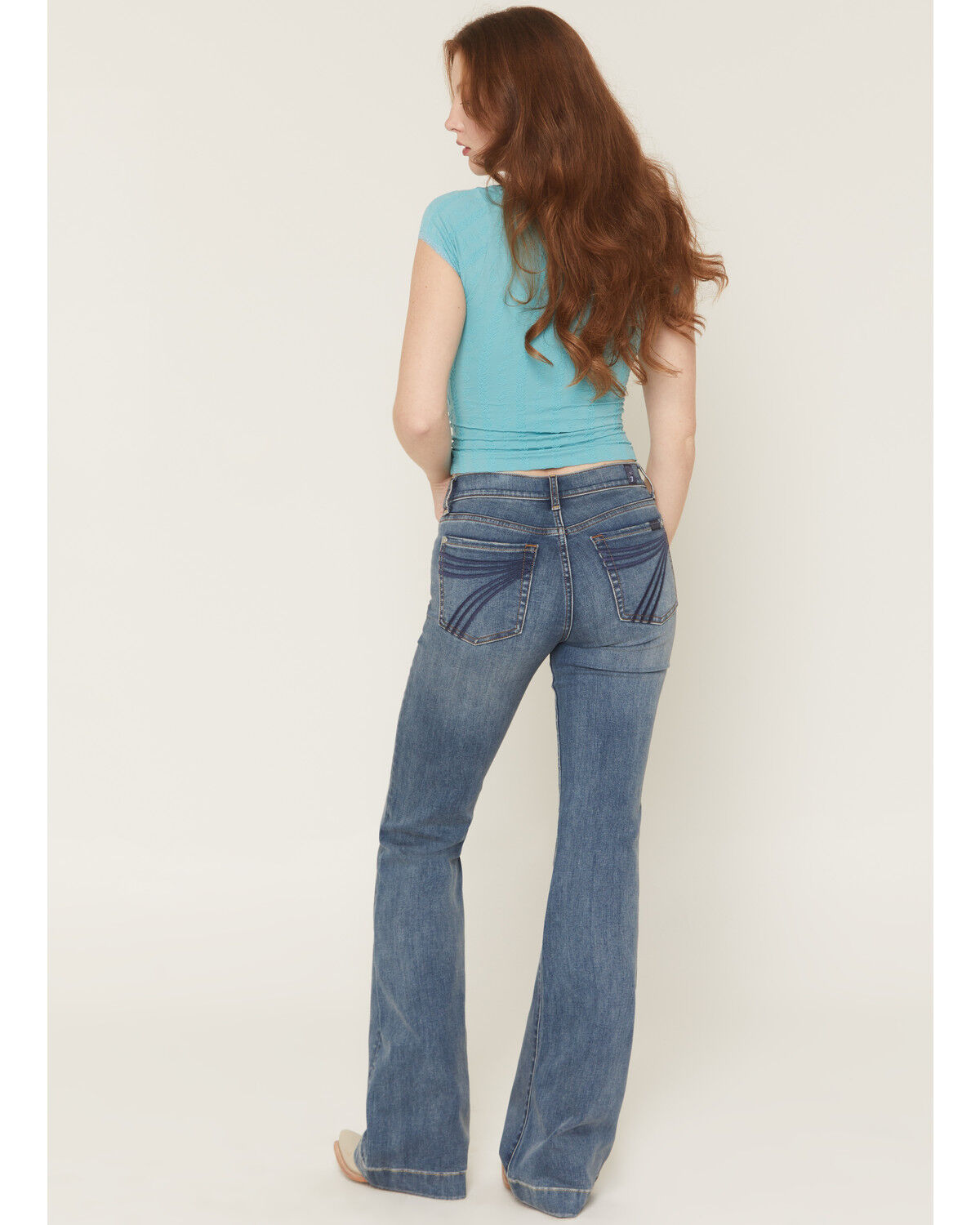 7 For All Mankind Women's Medium Wash Mid Rise Dojo Wide Jeans, Blue, hi-res