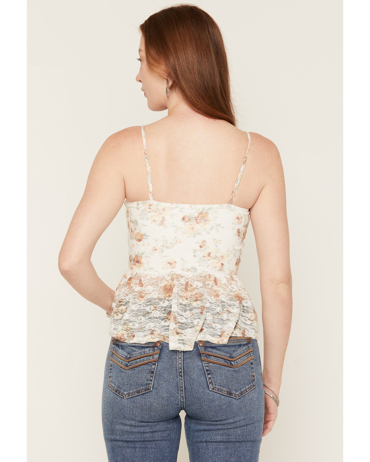Image #4 - Cleo + Wolf Women's Floral Print Peplum Tank, Ivory, hi-res