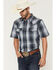 Image #1 - Cody James Men's Weed Wacker Plaid Print Short Sleeve Snap Western Shirt, Blue, hi-res