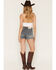 Image #3 - Miss Me Women's Medium Wash Mid Rise Embroidered Horse Stretch Denim Shorts, Medium Wash, hi-res