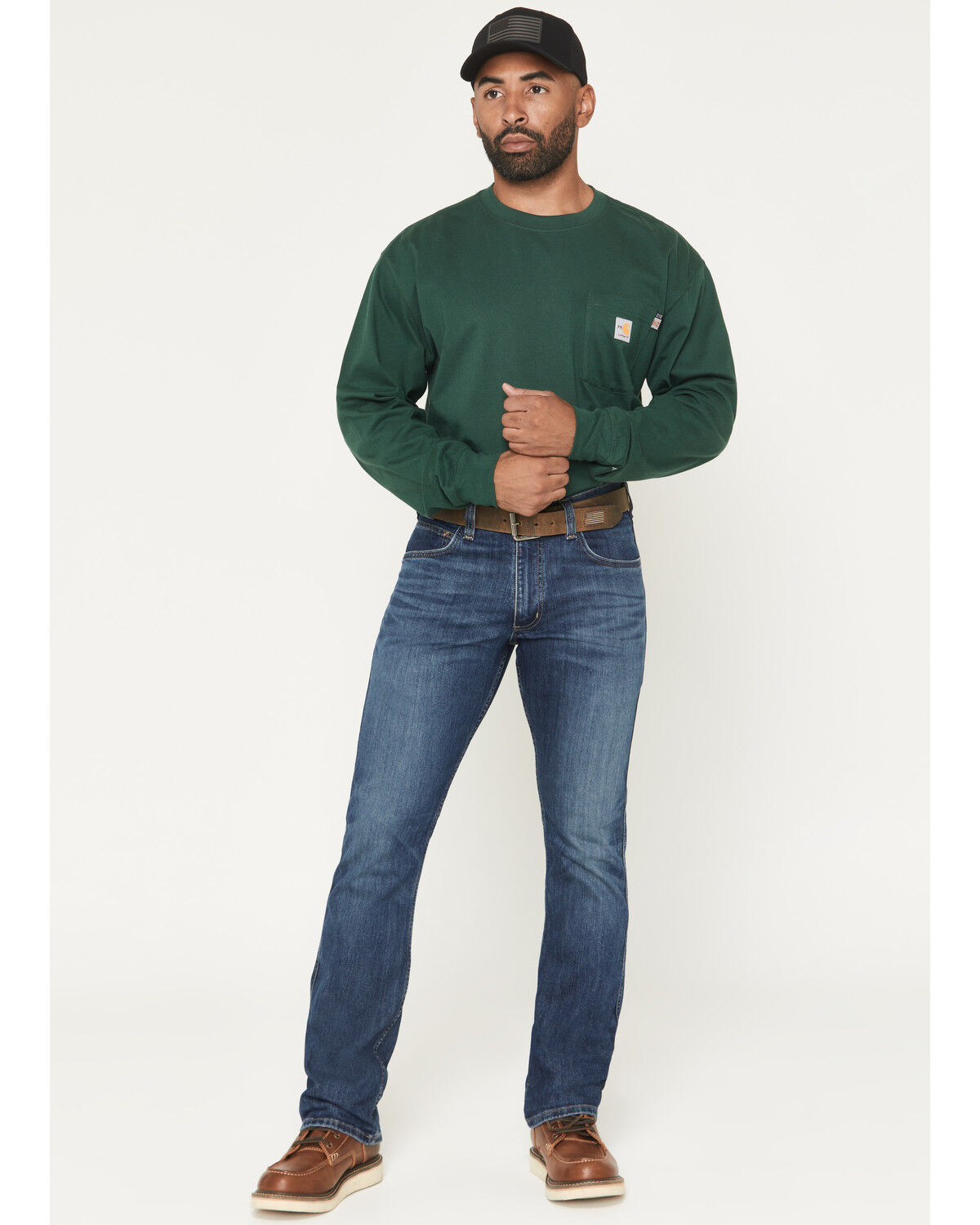 Image #1 - Carhartt Men's FR Tamarack Medium Wash Relaxed Bootcut Rugged Flex&reg; Stretch Denim Jeans, Medium Wash, hi-res