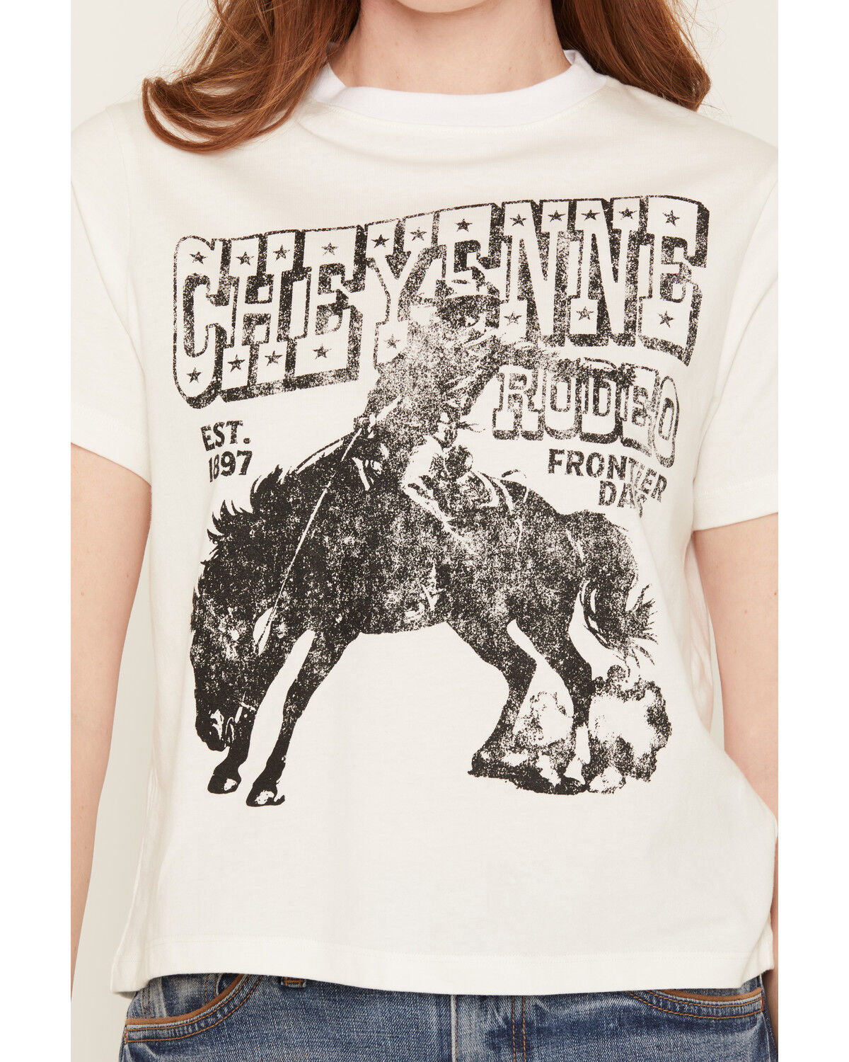 Image #3 - Alpha Collective Women's Cheyenne Rodeo Short Sleeve Graphic Tee, White, hi-res