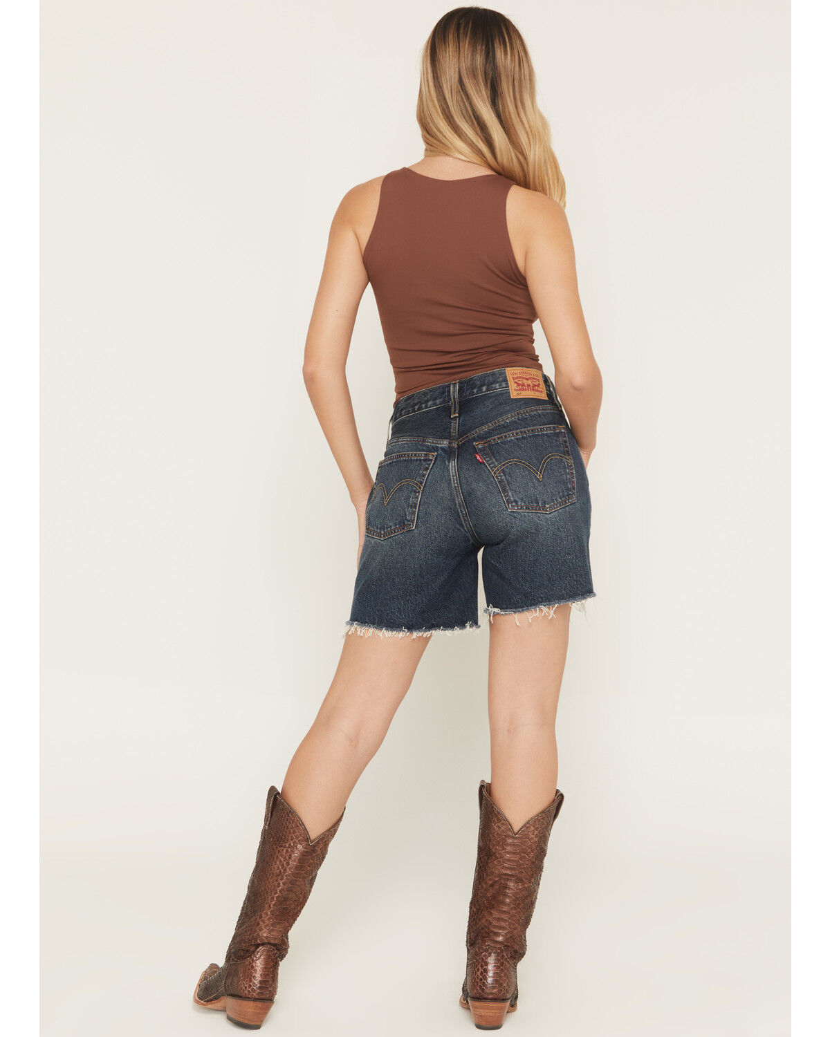 Image #3 - Levi's Women's 501&reg; Trailing Leaves Dark Wash High Rise Mid Thigh Denim Shorts, Dark Wash, hi-res