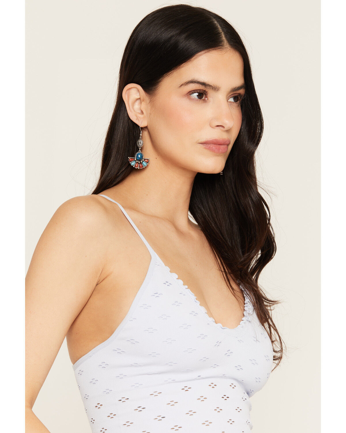 Image #2 - By Together Women's Solid Eyelet Sleeveless Tank Top, Blue, hi-res