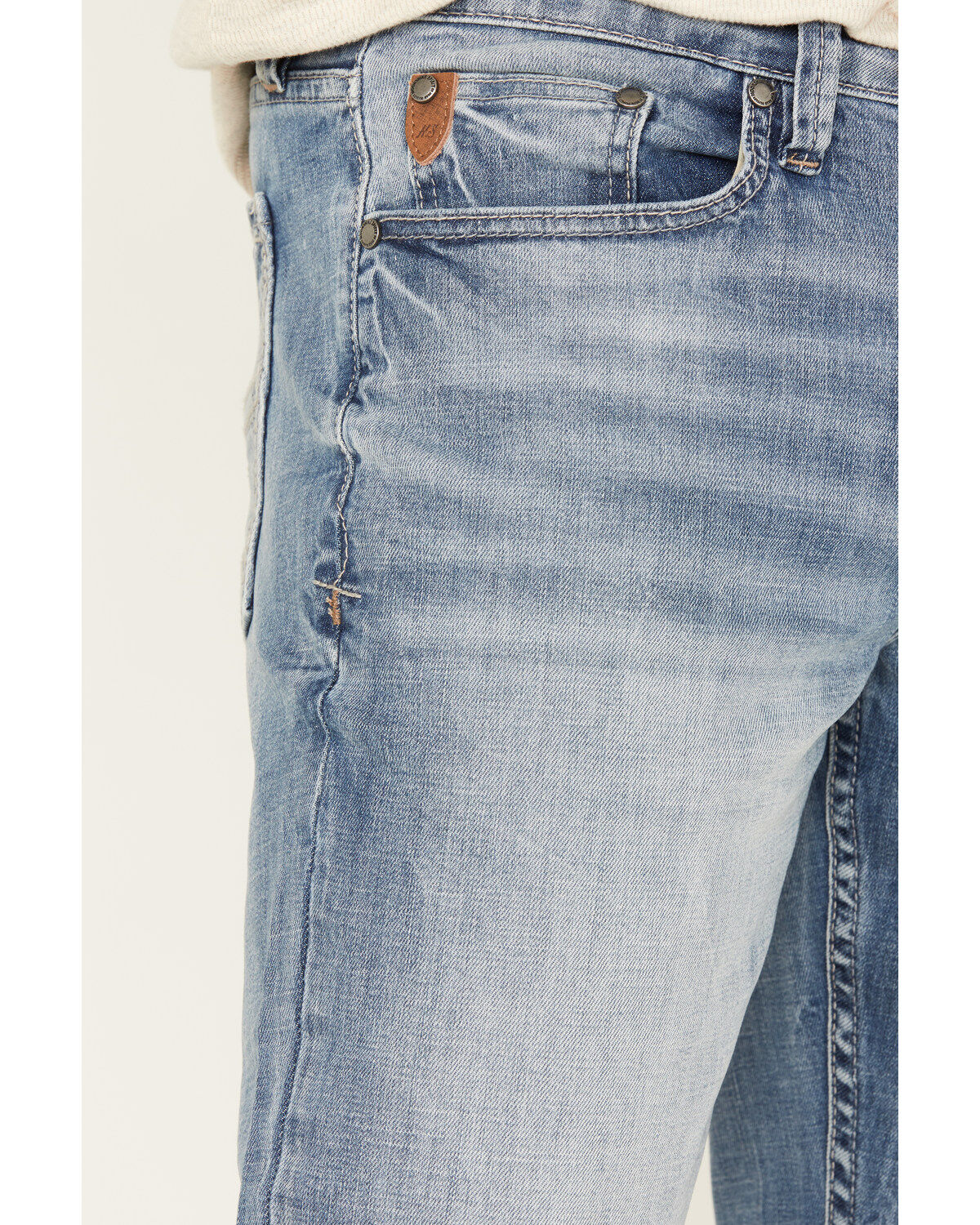Image #2 - Moonshine Spirit&reg; Men's Fire Water Wash Decker Slim Straight Stretch Denim Jeans, Light Medium Wash, hi-res
