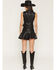 Image #3 - Blue B Women's Faux Leather Embroidered Horseshoe Studded Mini Skirt, Black, hi-res