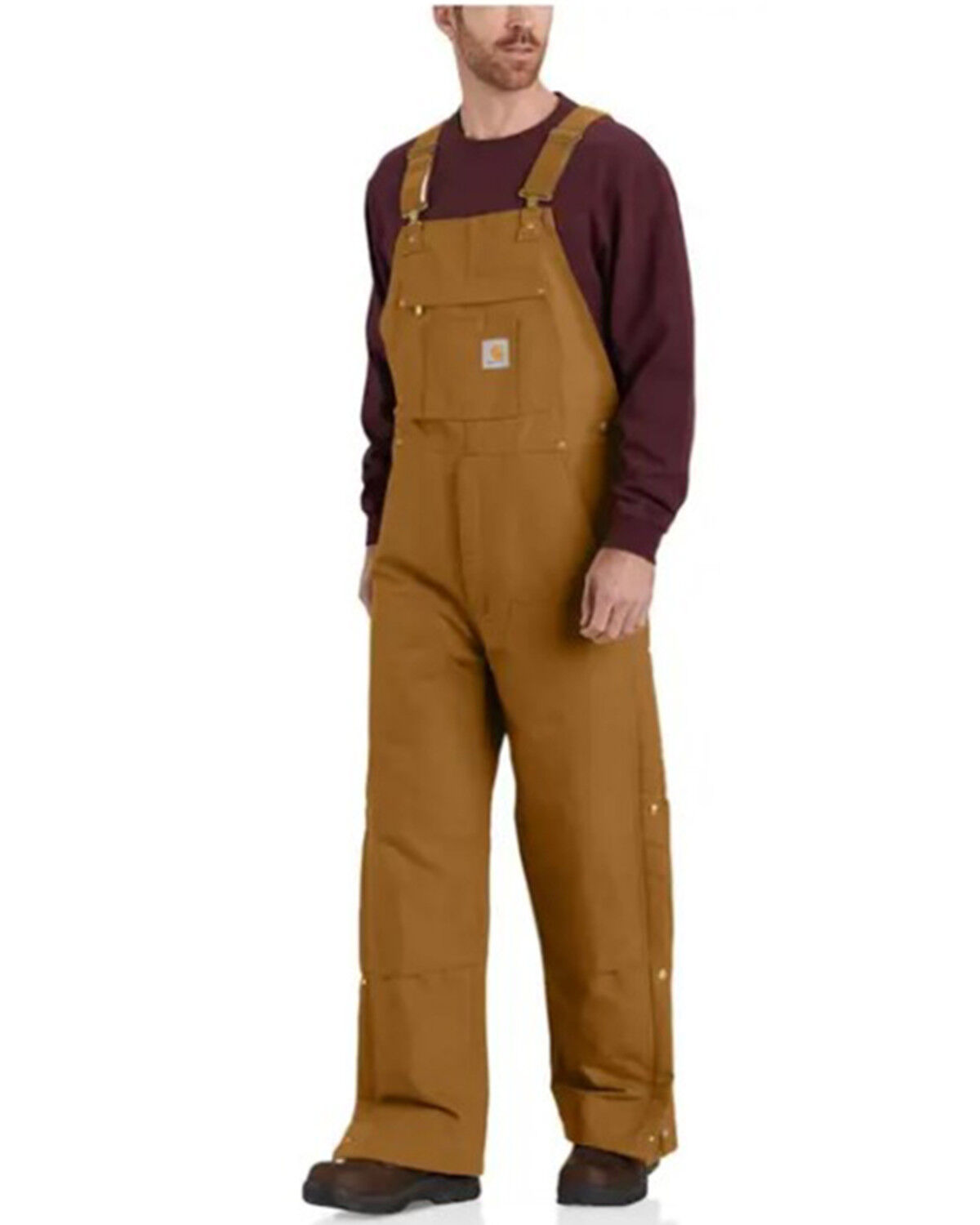 Image #1 - Carhartt Men's Loose Fit Firm Duck Insulated Bib Overalls, Brown, hi-res