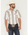 Image #1 - Cody James Men's Atticus Stripe Print Short Sleeve Snap Western Shirt, White, hi-res