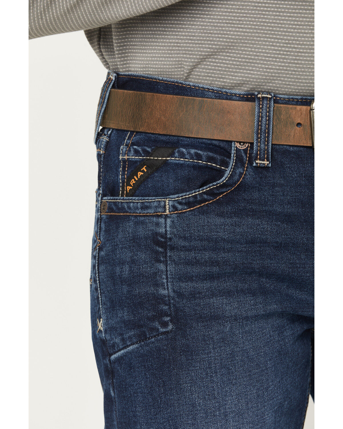 Image #2 - Ariat Men's M4 Rebar Medium Wash Acclimatized Relaxed Bootcut Stretch Denim Jeans, Medium Wash, hi-res