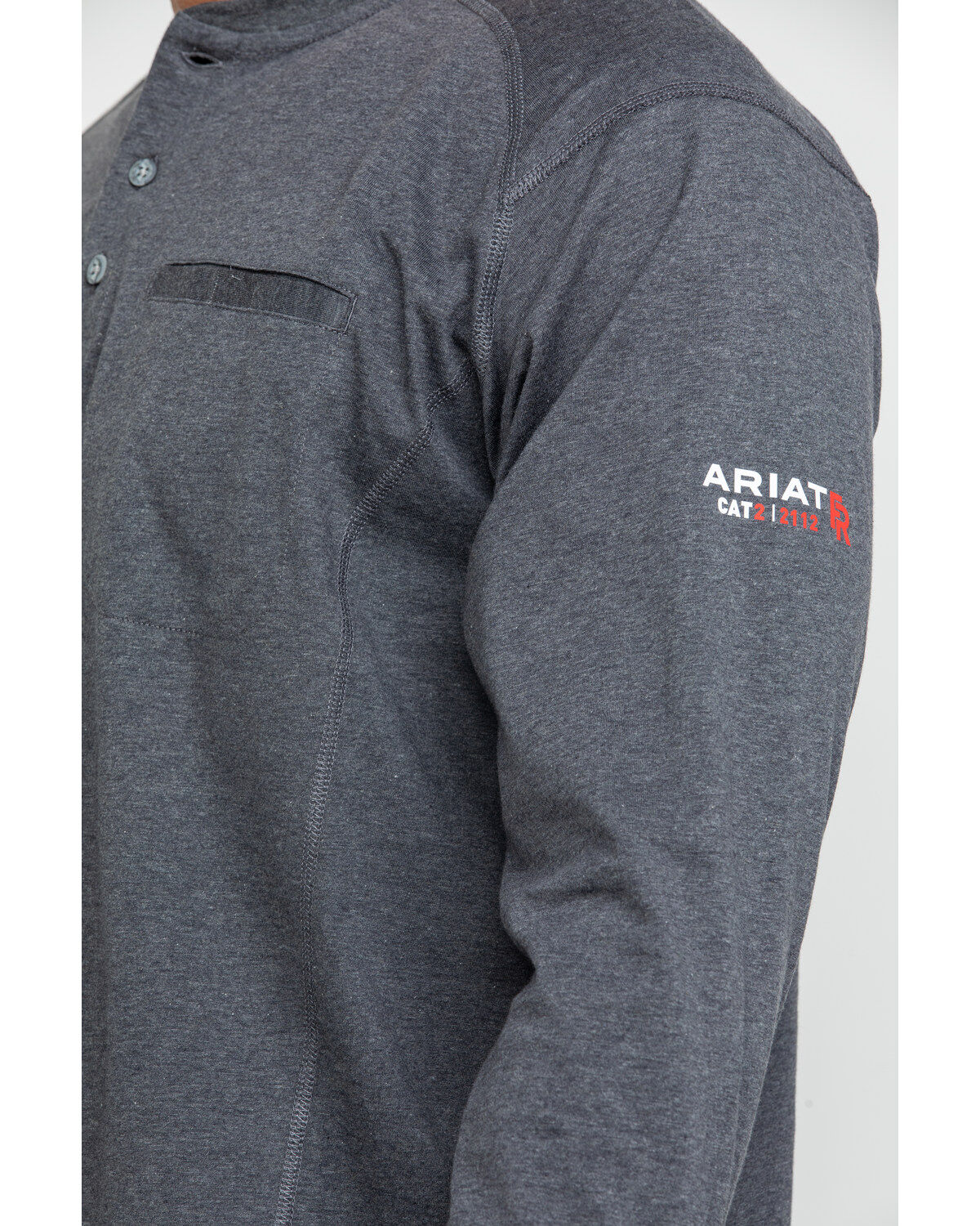 Image #4 - Ariat Men's FR Air Henley Long Sleeve Work Shirt - Tall, Charcoal, hi-res