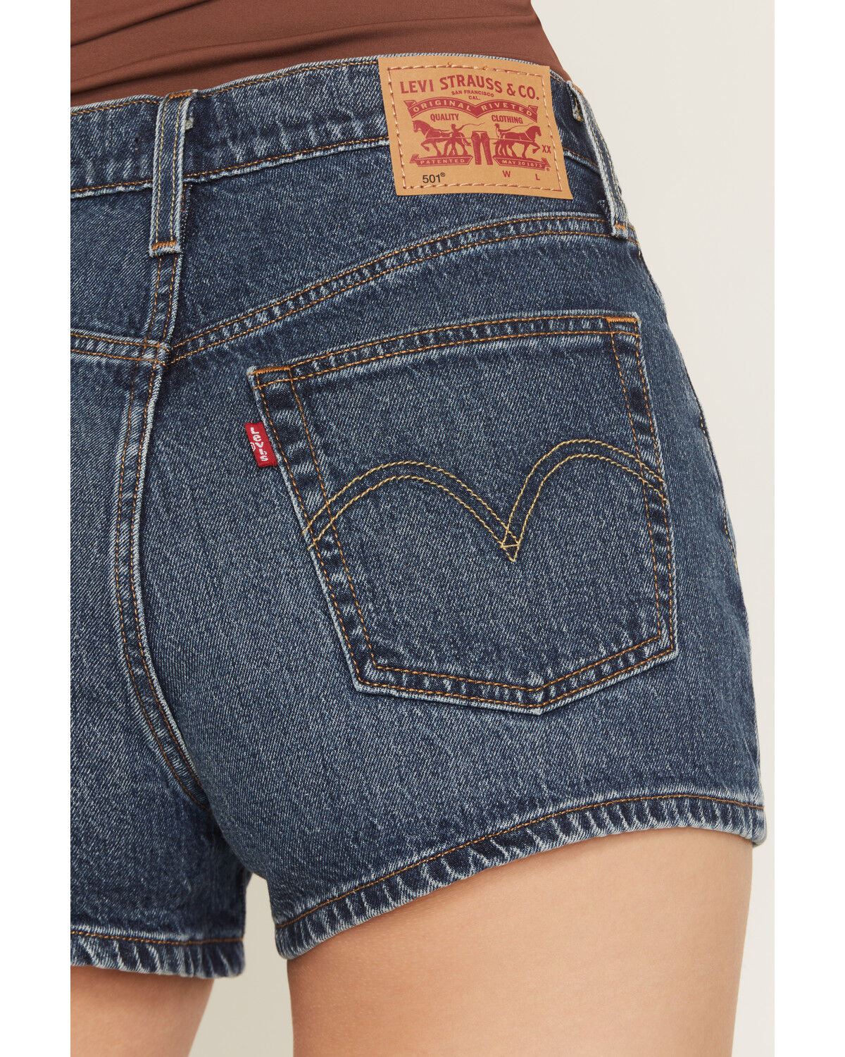 Image #4 - Levi's Women's 501&reg; Original Bottom Place Dark Wash High Rise Stretch Denim Shorts, Dark Wash, hi-res