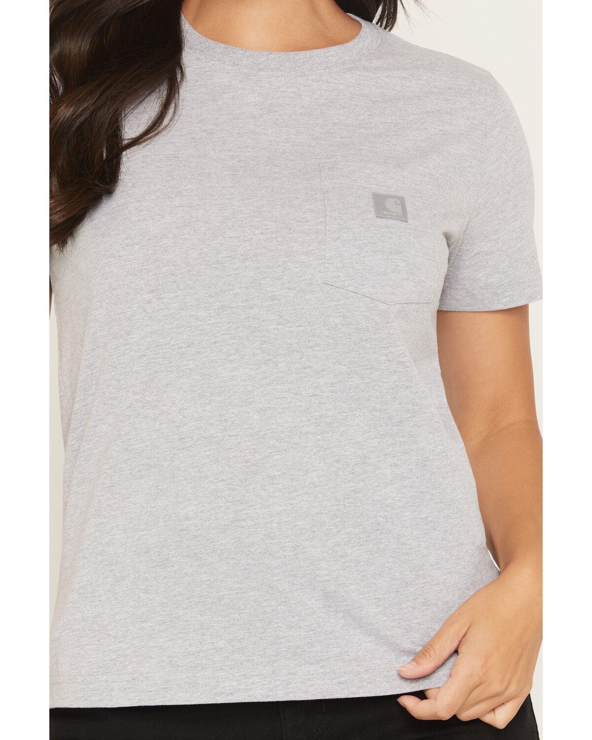 Image #3 - Carhartt Women's Relaxed Fit Lightweight Short Sleeve Pocket Work Tee, Heather Grey, hi-res