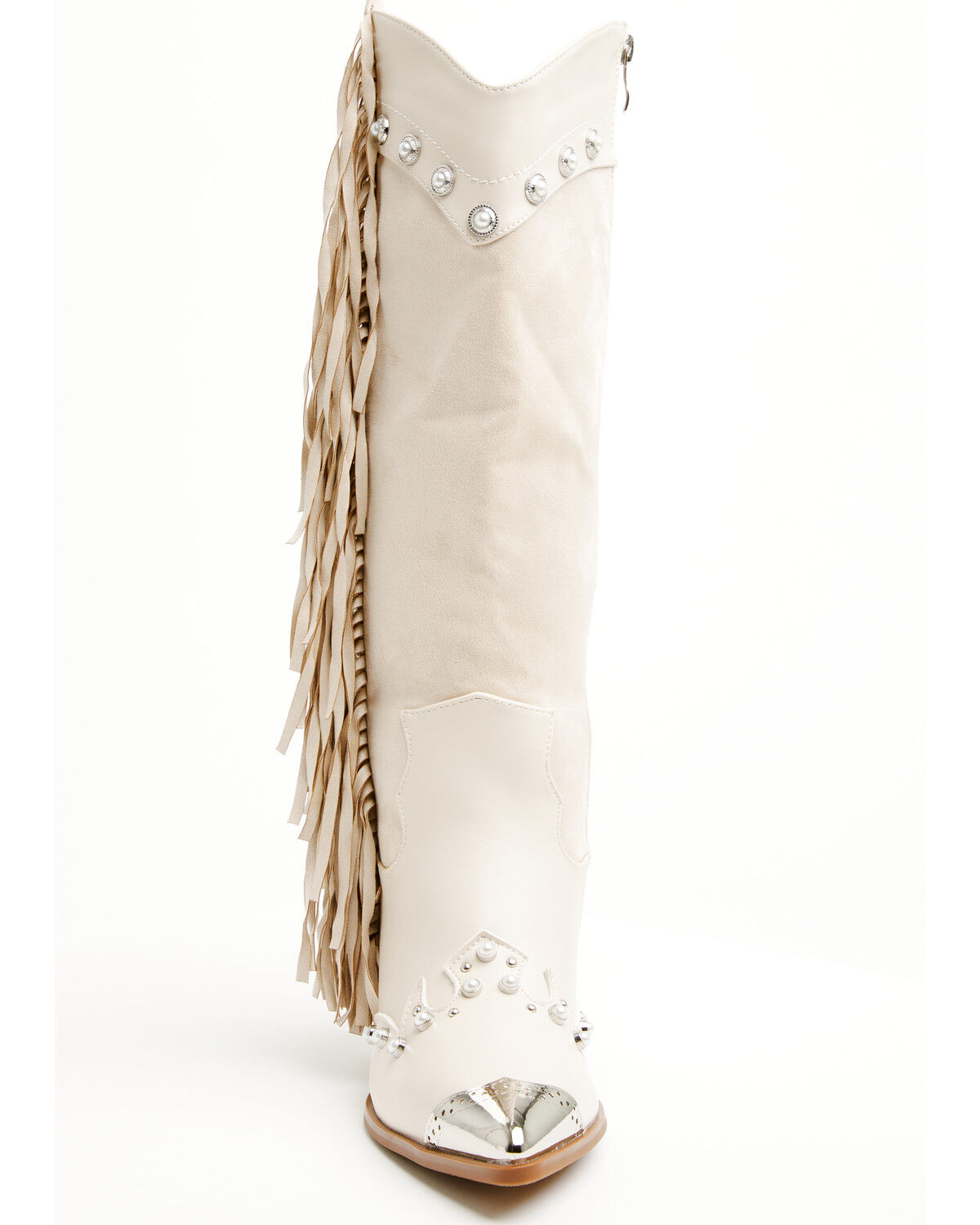 Image #4 - Azalea Wang Women's Pelagius Tall Fringe Western Boots - Round Toe, Cream, hi-res