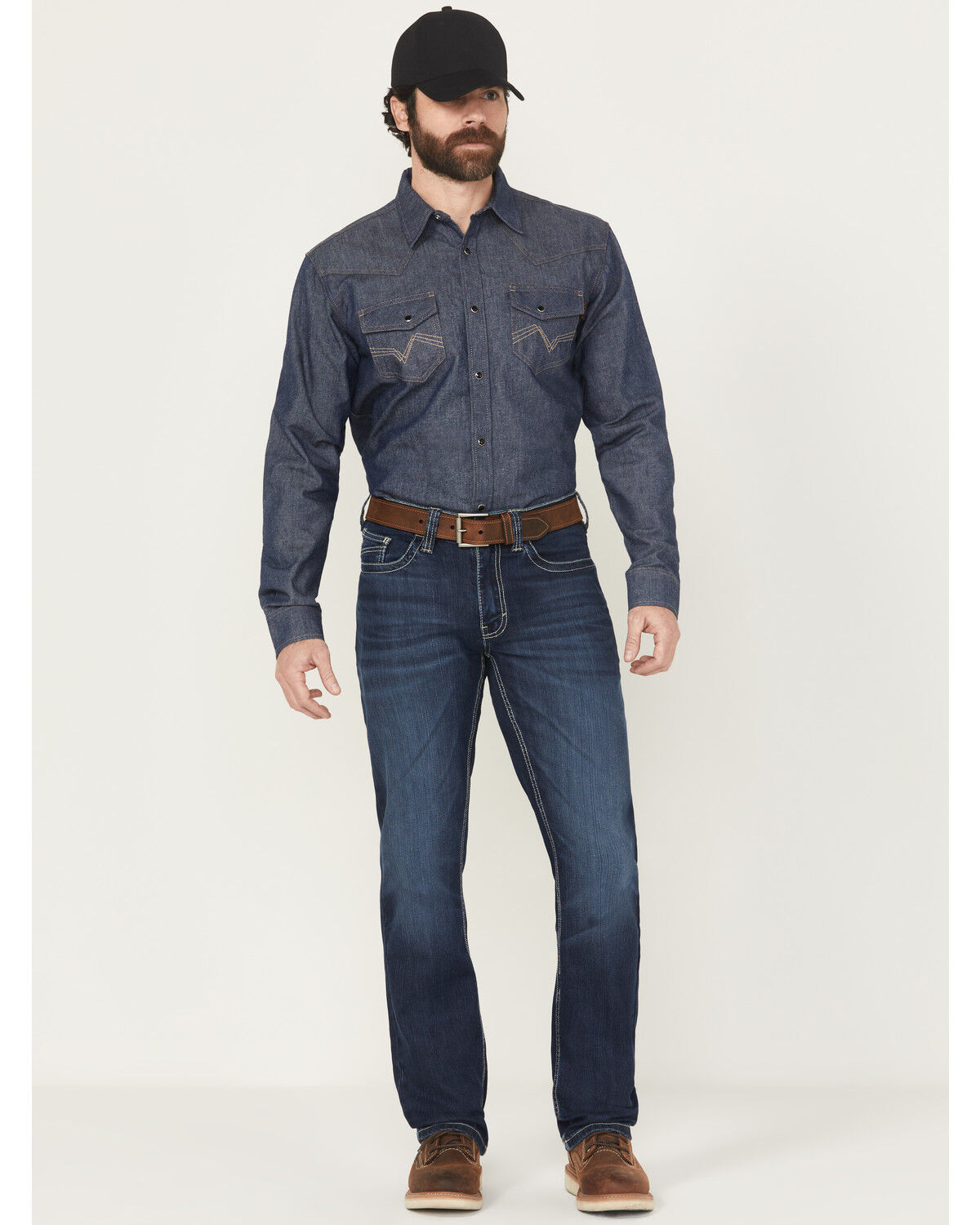 Cody James Men's FR Medium Wash Slim Straight Stretch Denim Work Jeans, Medium Wash, hi-res