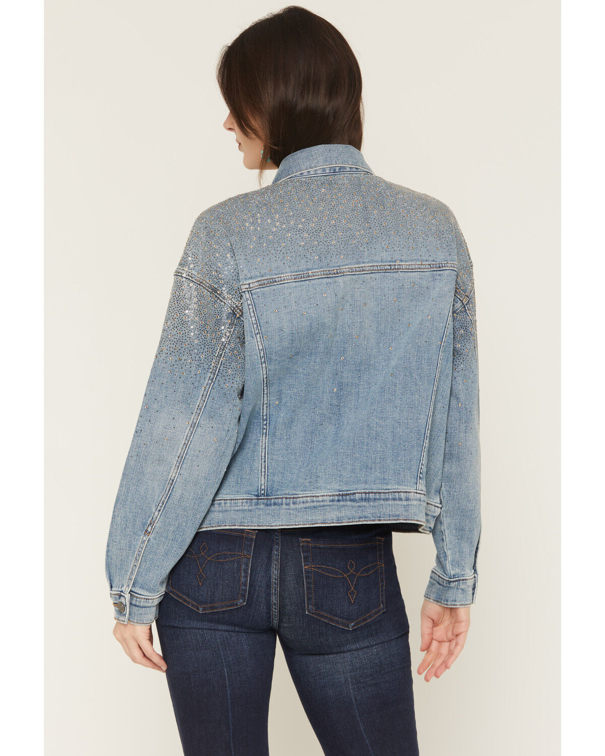 Image #4 - Shyanne Women's Gale Embellished Oversized Denim Jacket, Medium Wash, hi-res