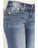 Image #4 - Miss Me Women's Dark Wash Mid Rise Winged Pocket 30" Bootcut Stretch Denim Jeans, Dark Wash, hi-res