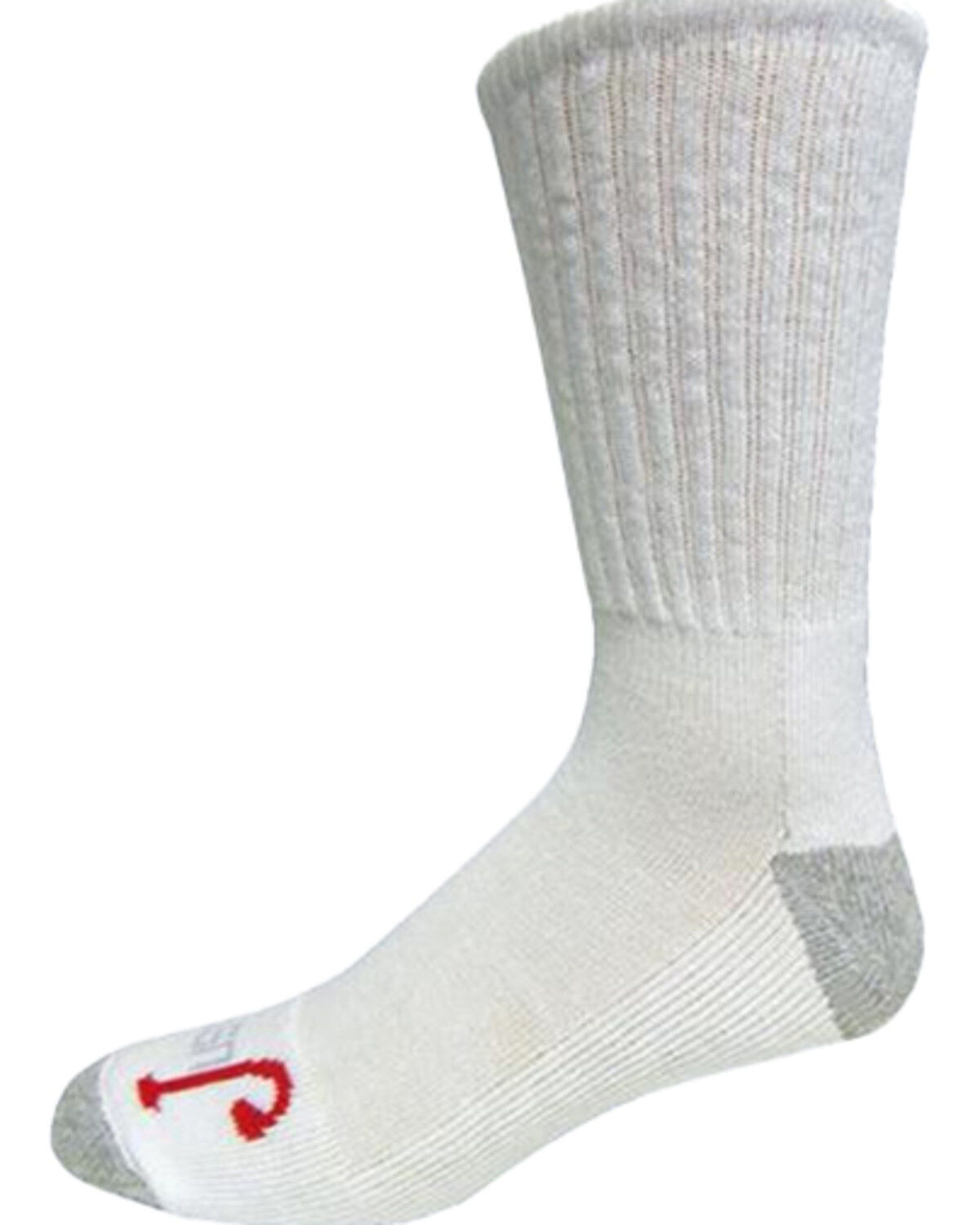Justin Men's Half Cushion Cotton Sock Pack - 3 Piece, White, hi-res