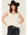 Image #1 - Ash & Violet Women's Floral Print Tie-Front Tiered Blouse, Ivory, hi-res