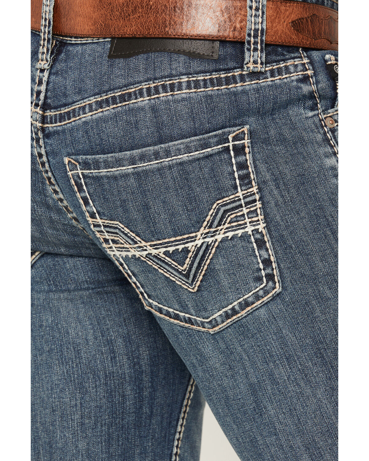 Image #4 - Rock & Roll Denim Men's Pistol Dark Wash Straight Stretch Denim Jeans, Dark Wash, hi-res