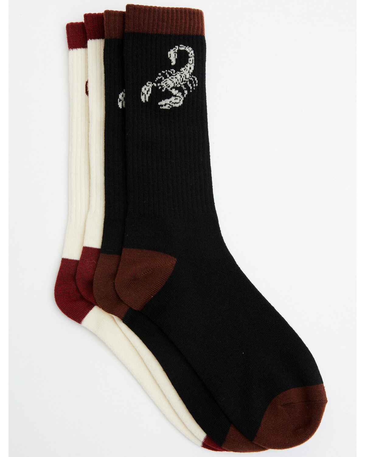 Image #1 - Cody James Men's Scorpion Skull Crew Socks - 2 Pack, Black, hi-res