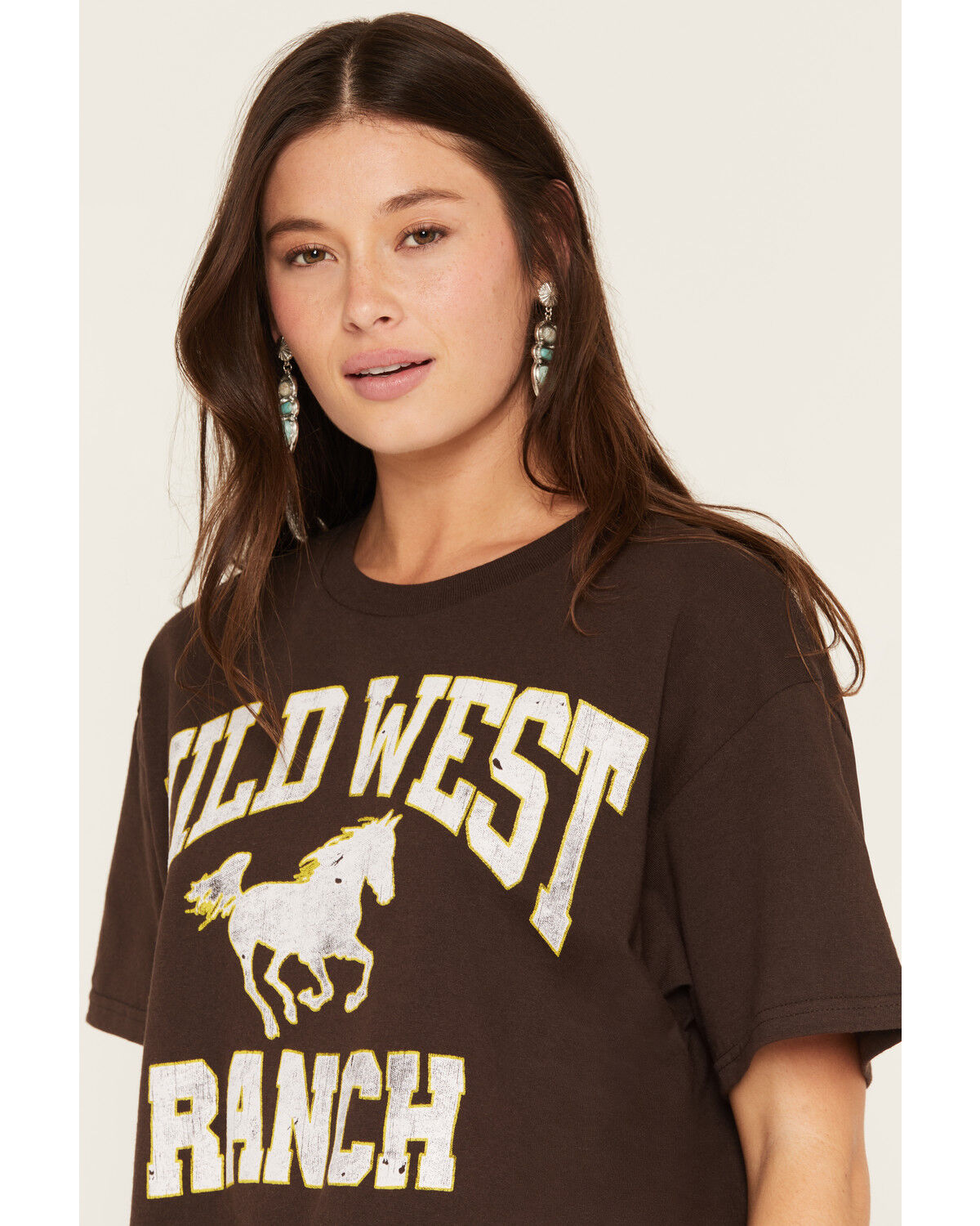 Image #2 - Day Women's Wild West Ranch Short Sleeve Graphic Tee, Brown, hi-res