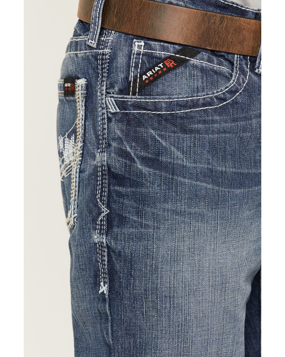 Image #4 - Ariat Men's Fire-Resistant M4 Ridgeline Boot Cut Work Jeans, Denim, hi-res