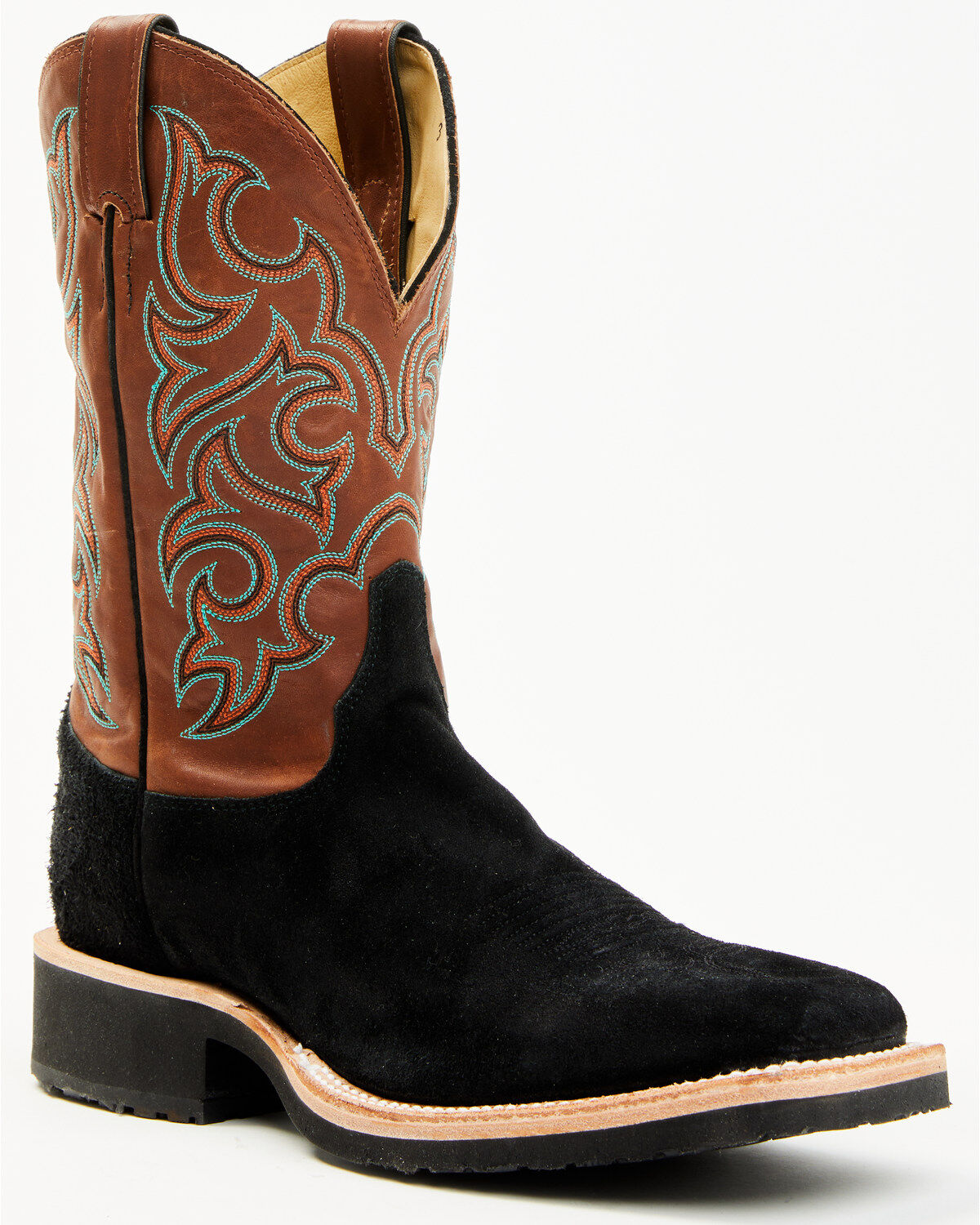 Image #1 - Justin Men's Alamo Roughout Performance Western Boots - Broad Square Toe, Black, hi-res